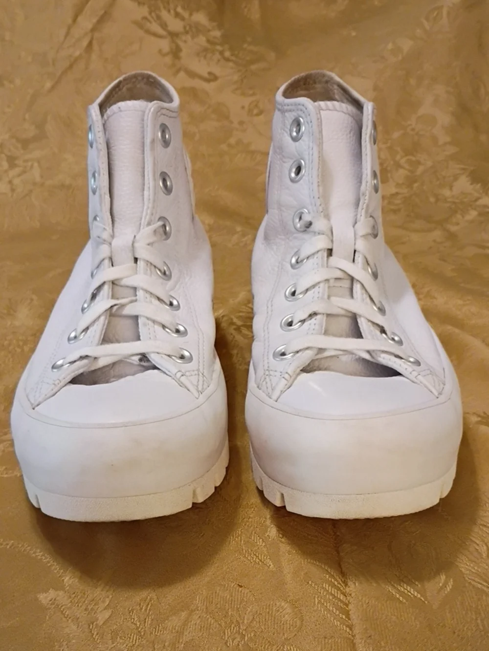 CONVERSE Leather White Chunky Platform All Star High-Tops Women's 8.0 Men's 6.0